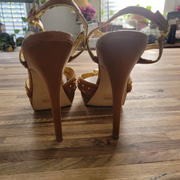 6" Fancy Studded & Embellished Extra High Heel Strappy Leather Stiletto Sandals - Picture 6 of 16